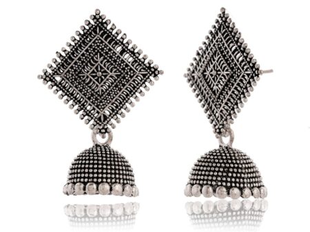 Women Traditional Silver AZ838-OXidised Jhumka Set | German Silver Chand Baliyan & Jhumkas Earrings for Women | Birthday & Anniversary Gift -AZ838-OX-ER50