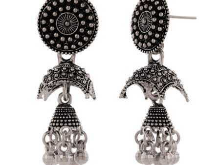 Women Traditional Silver AZ838-OXidised Jhumka Set | German Silver Chand Baliyan & Jhumkas Earrings for Women | Birthday & Anniversary Gift -AZ838-OX-ER51