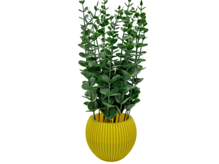 Money Leaf Flower Plants with Yellow Vase for Office Desk,Fake Plant with Plastic Pots for Home,Shower Room Decoration (RV-AP1)