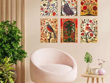 Set of Six Wall Paintings for Wall Dacoration Golden Framed Wall Paintings for Living Room & Bedroom Wall Art for Home Decoration & Office Wall Décor (13x10 inch CH-GD6-9)