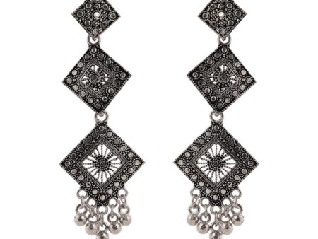 Women Traditional Silver AZ838-OXidised Jhumka Set | German Silver Chand Baliyan & Jhumkas Earrings for Women | Birthday & Anniversary Gift -AZ838-OX-ER47