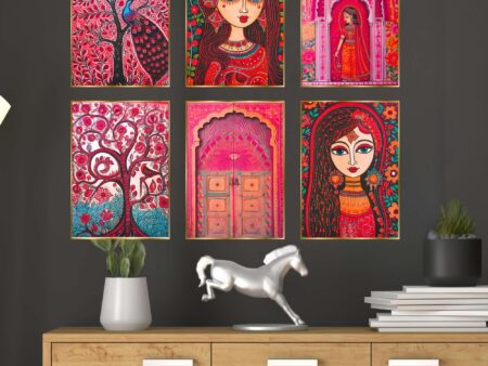 Set of Six Wall Paintings for Wall Dacoration Golden Framed Wall Paintings for Living Room & Bedroom Wall Art for Home Decoration & Office Wall Décor (13x10 inch CH-GD6-4)