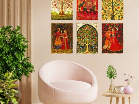 Set of Six Wall Paintings for Wall Dacoration Golden Framed Wall Paintings for Living Room & Bedroom Wall Art for Home Decoration & Office Wall Décor (13x10 inch CH-GD6-10)
