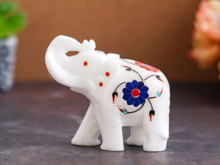 White Marble Elephant Showpieces Home Decor for Living Room, Table, Shelf for Vastu, Feng Shui, Office Decor, Gifting -1