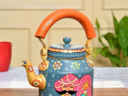 Hand-Painted Aluminium Tea Kettle - 750 ml for kitchen décor Home Décor , Tea Party , Serving