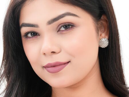 Women's Silver Beads Round Shape Ethnic Stud Earrings for Women