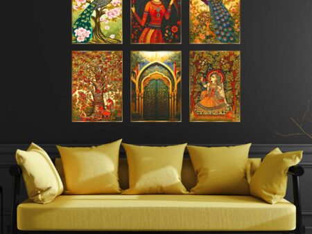 Set of Six Wall Paintings for Wall Dacoration Golden Framed Wall Paintings for Living Room & Bedroom Wall Art for Home Decoration & Office Wall Décor (13x10 inch CH-GD6-2)