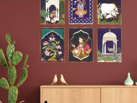 Set of Six Wall Paintings for Wall Dacoration Golden Framed Wall Paintings for Living Room & Bedroom Wall Art for Home Decoration & Office Wall Décor (17x13 inch CH-GD6-3)