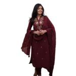 Cotton Charm ? Floral Embroidered Dress with Printex Artistry (M)