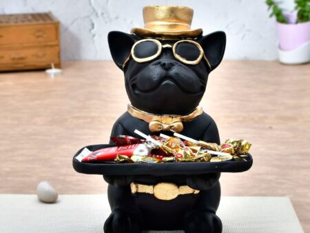 Modern Decor Resin Bulldog Tray Statue