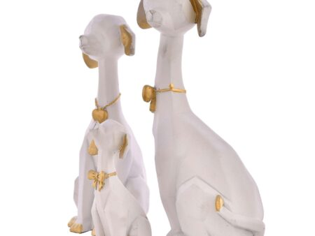 WHITE Golden Set of 3 Cute Dog Statues