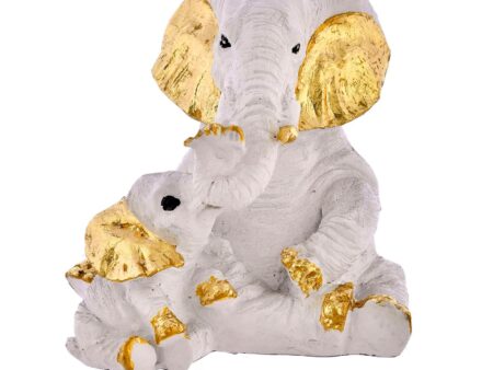 Small Elephant Family Mom and Baby Sculpture